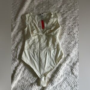 Popilush Lace Tank Top Thong Shapewear Tummy Control Deep V Neck BodySuit